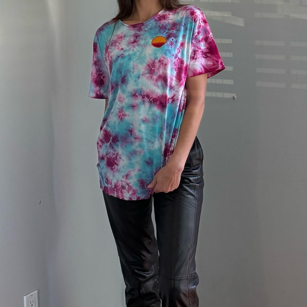 Aviator Nation Tie Dye Tee Shirt, Embroidered Sun, Unisex XL